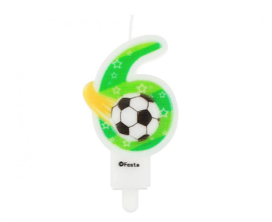 Godan svíčka zelená s fotbalovým míčem číslo 6