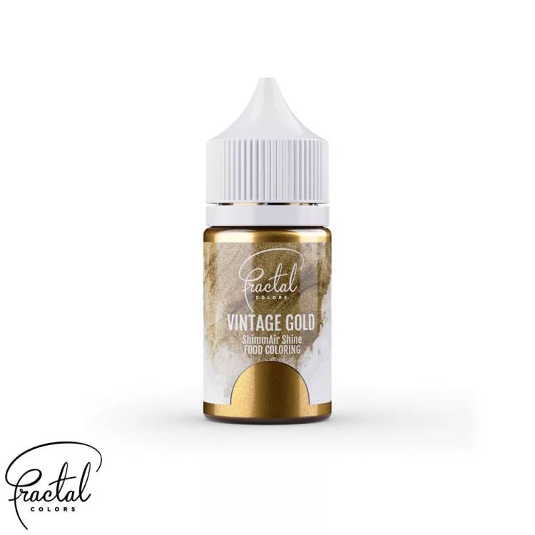 Jedlá airbrush perleťová barva tekutá Fractal - Vintage Gold (33 g)