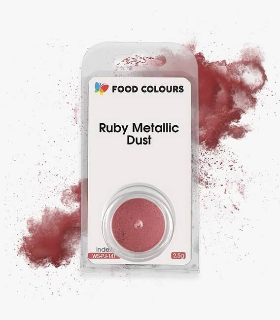 Jedlá prachová perleťová barva Food Colours Ruby Metallic Dust (2,5 g) Rubínová
