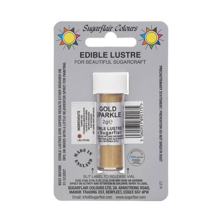 Jedlá prachová perleťová barva Sugarflair (2 g) Gold Sparkle (Bez E171)
