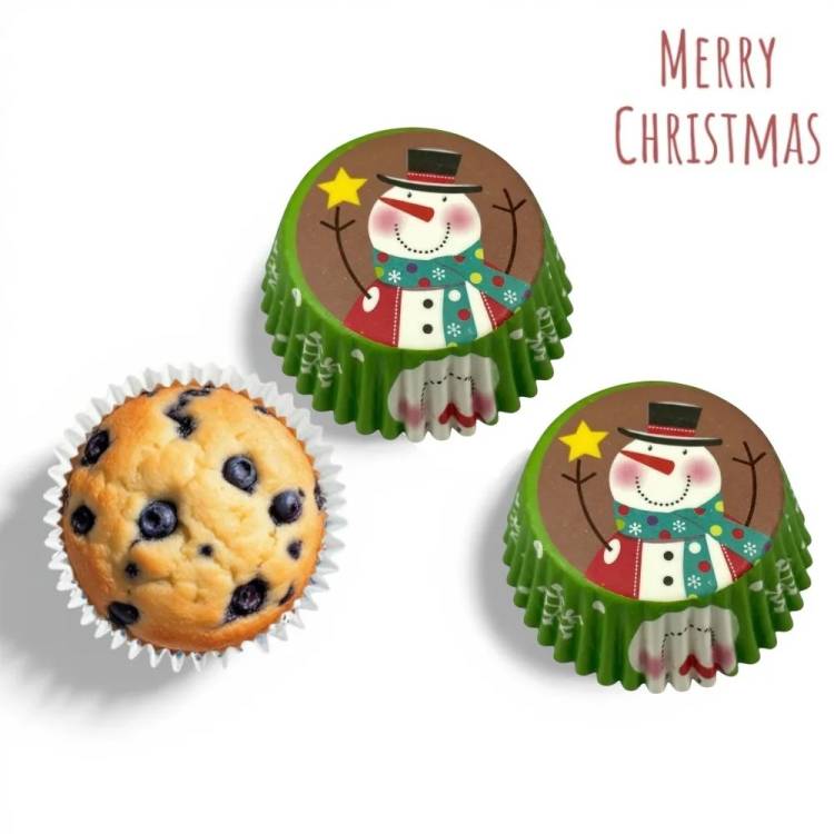 Košíčky na muffiny zelené s vánočními motivy (75 ks)