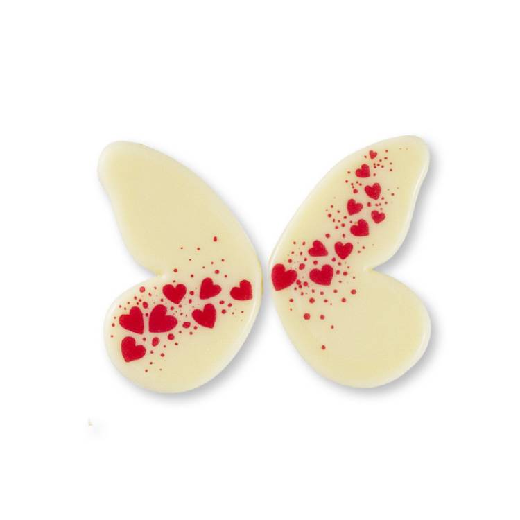 Michelle čokoládová dekorace Motýli bílí se srdíčky (90 ks)