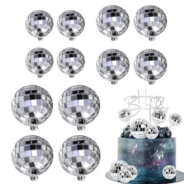 Nejedlá dekorace Disko koule stříbrné různé velikosti (12 ks)