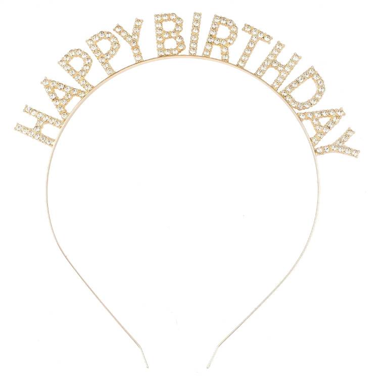 Nejedlá dekorace kovová Čelenka zlatá Happy Birthday