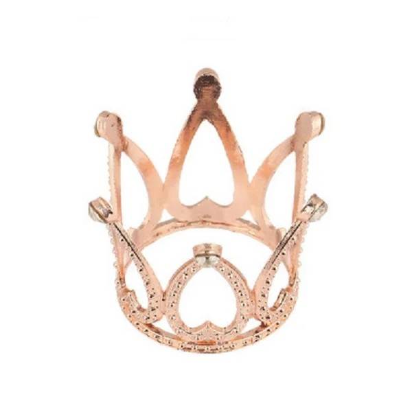 Nejedlá dekorace kovová Koruna růžovo-zlatá mini