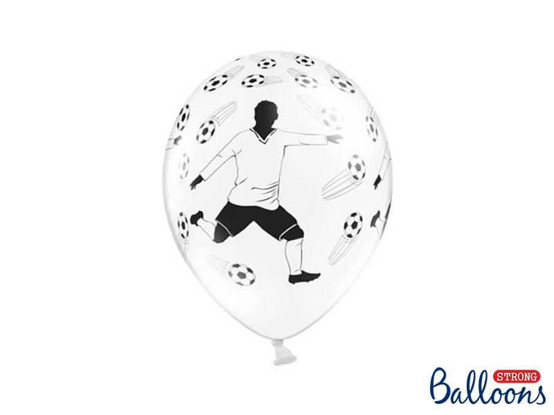 PartyDeco balónky bílé Fotbalista a fotbalové míče (6 ks)