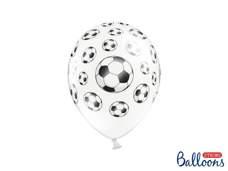 PartyDeco balónky bílé Fotbalové míče (6 ks)
