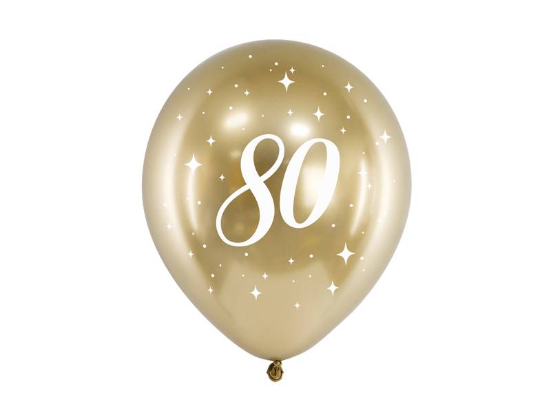 PartyDeco balónky zlaté lesklé 80 (6 ks)
