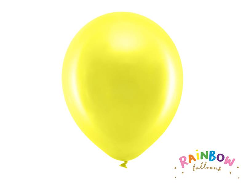 PartyDeco balónky žluté metalické 30 cm (10 ks)
