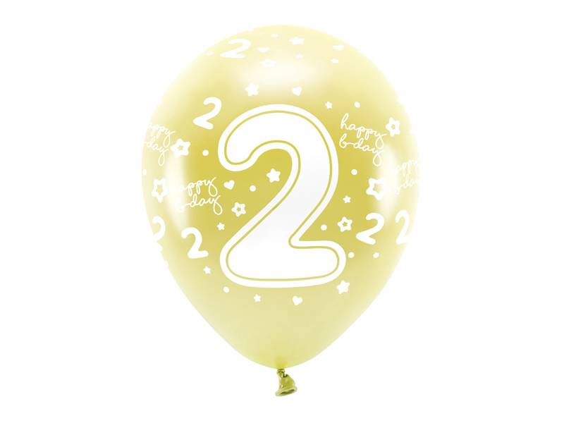 PartyDeco Eco balónky zlaté číslo 2 (6 ks)