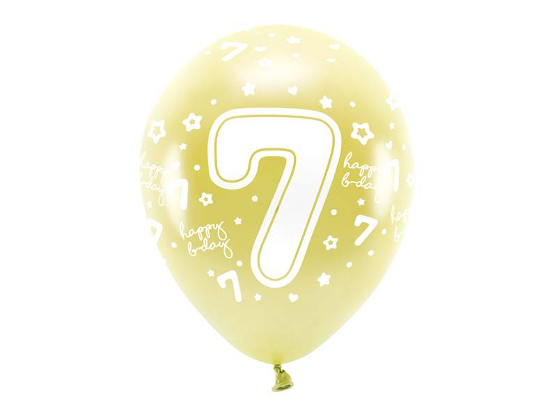 PartyDeco Eco balónky zlaté číslo 7 (6 ks)