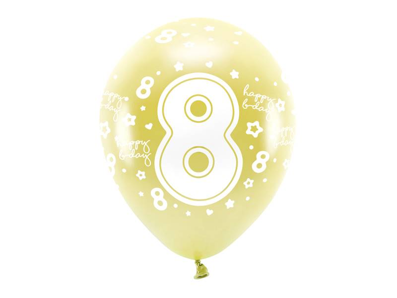 PartyDeco Eco balónky zlaté číslo 8 (6 ks)