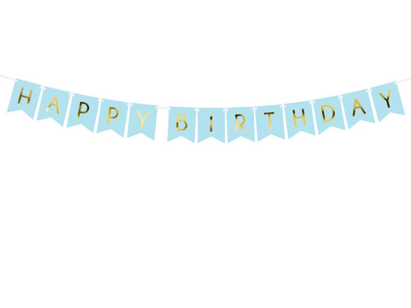 PartyDeco narozeninová girlanda modrá Happy Birthday