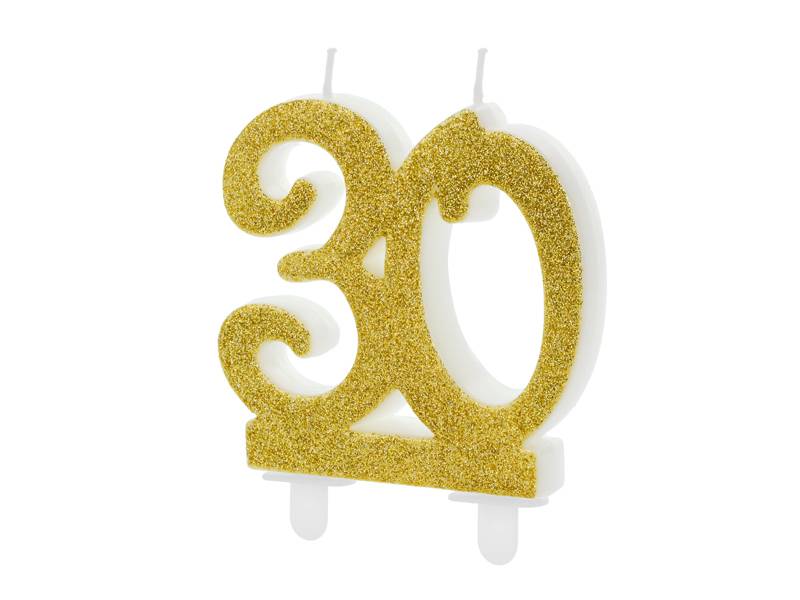 PartyDeco svíčka zlatá číslo 30