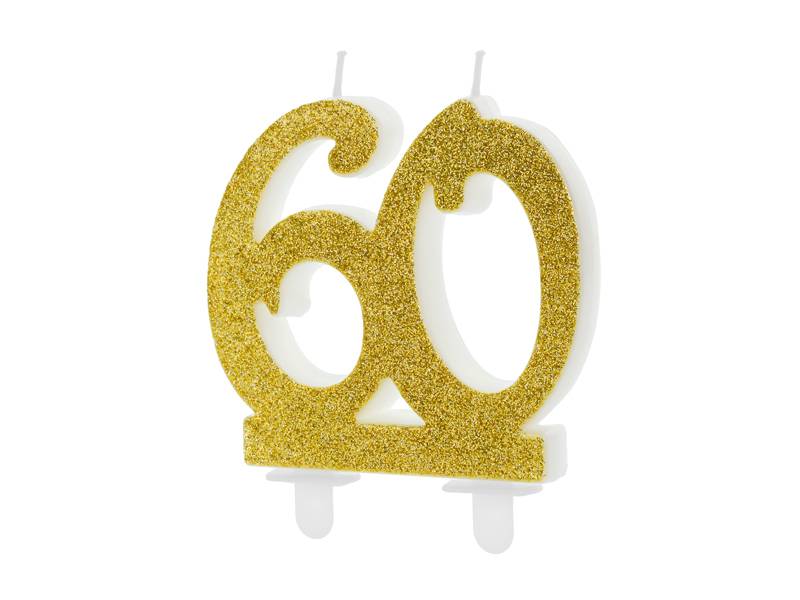 PartyDeco svíčka zlatá číslo 60