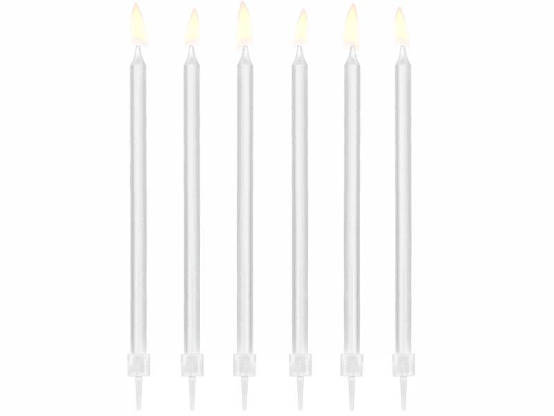 PartyDeco svíčky dlouhé bílé (12 ks)