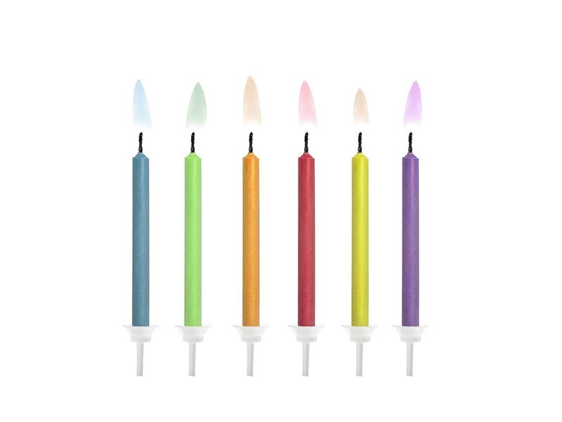 PartyDeco svíčky s barevným plamenem (6 ks)