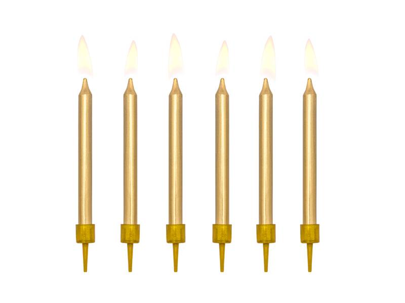 PartyDeco svíčky zlaté (6 ks)