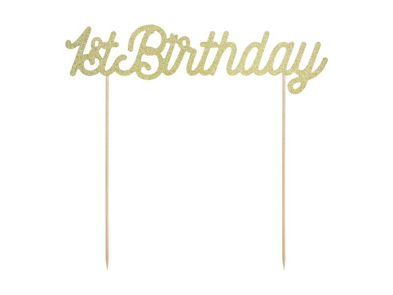 PartyDeco zapichovací dekorace na dort zlatá 1st Birthday