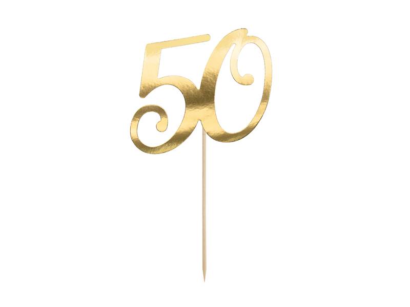 PartyDeco zapichovací dekorace na dort zlatá 50