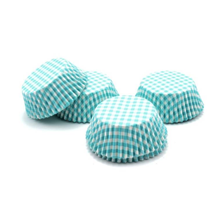 Perfect Home košíčky na muffiny Tyrkysovo-bílé s kostkovaným vzorem (100 ks)