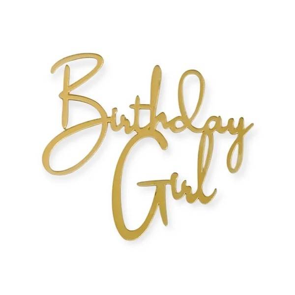 Plastová dekorace na okraj dortu zlatá Birthday Girl