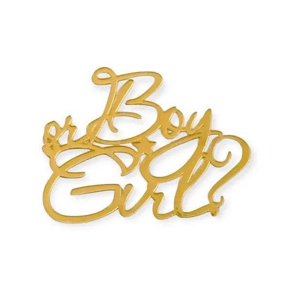 Plastová dekorace na okraj dortu zlatá Boy or Girl?