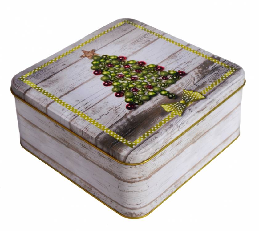 Plechová dóza malá Vánoční cukroví 18 x 18 x 8 cm