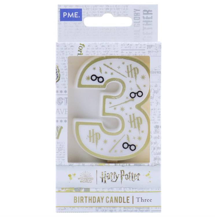 PME Harry Potter svíčka bílo-zlatá číslo 3