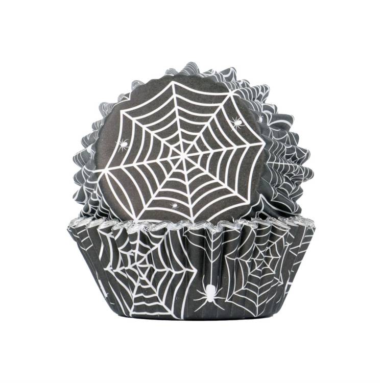 PME košíčky na muffiny s alobalovým vnitřkem Černé s pavučinami (30 ks)
