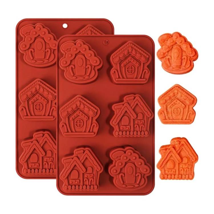 Silikonová forma na pečení/na mražené dezerty Vánoční domečky (na 6 ks)