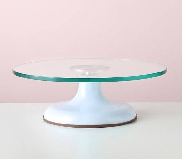 Skleněný otočný stojan bílý 30 cm