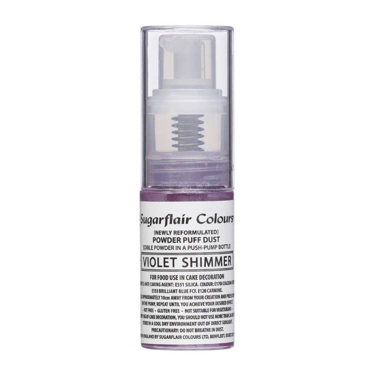 Sugarflair Prachová barva v rozprašovači Violet Shimmer (10 g) Bez E171