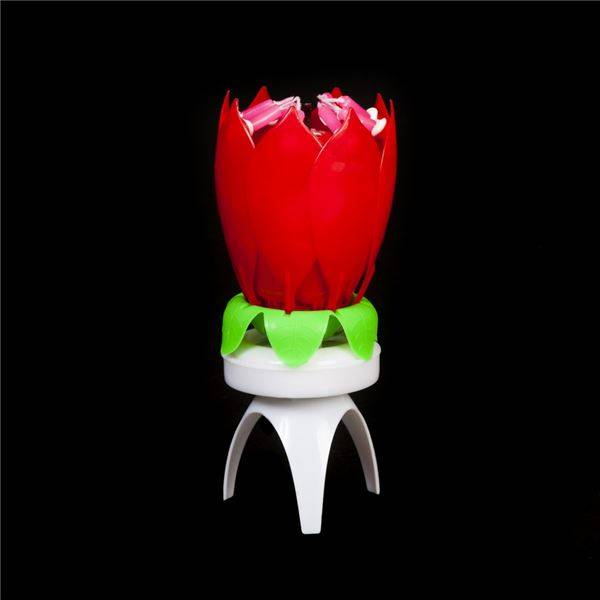 Svíčka s fontánou hrající Květina červená