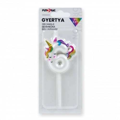 Svíčka s jednoržcem číslo 6