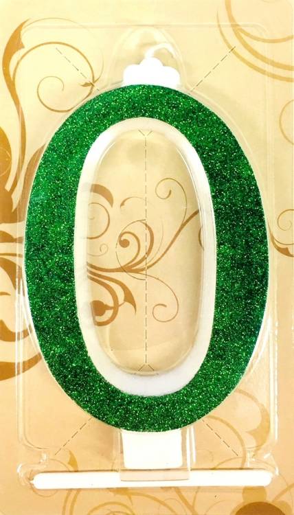 Svíčka velká zelená číslo 0