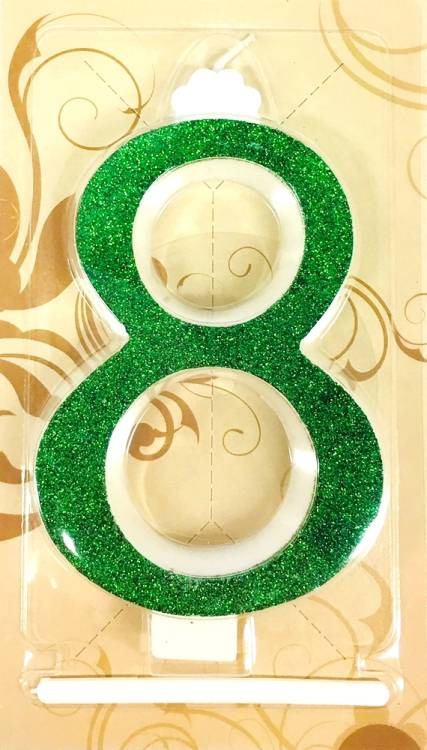 Svíčka velká zelená číslo 8