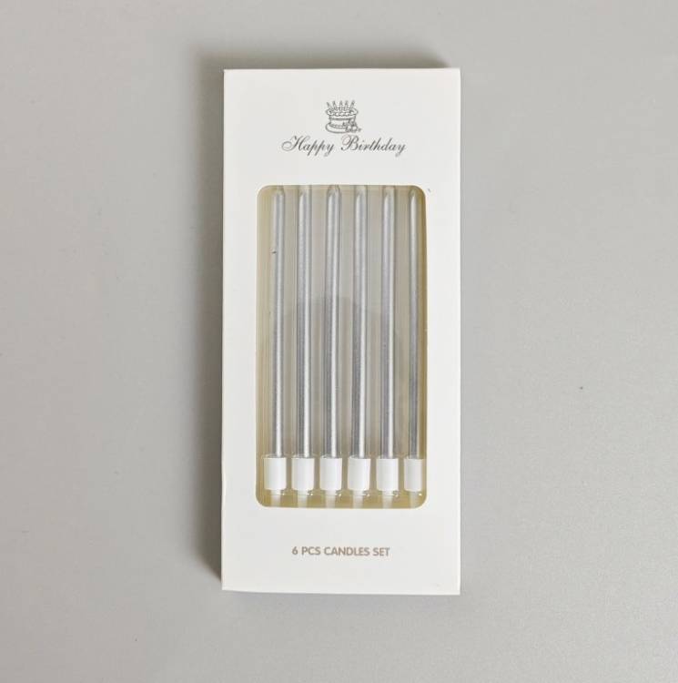 Svíčky Elegant stříbrné (6 ks)