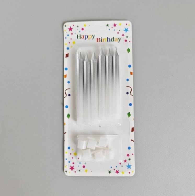 Svíčky Harmony stříbrno-bílé (6 ks)