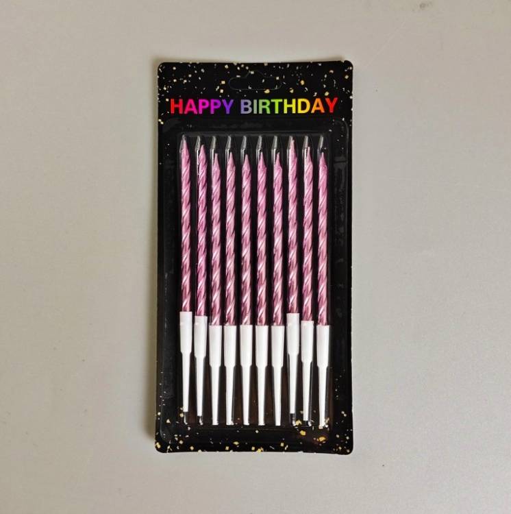 Svíčky spirálové růžové (10 ks)