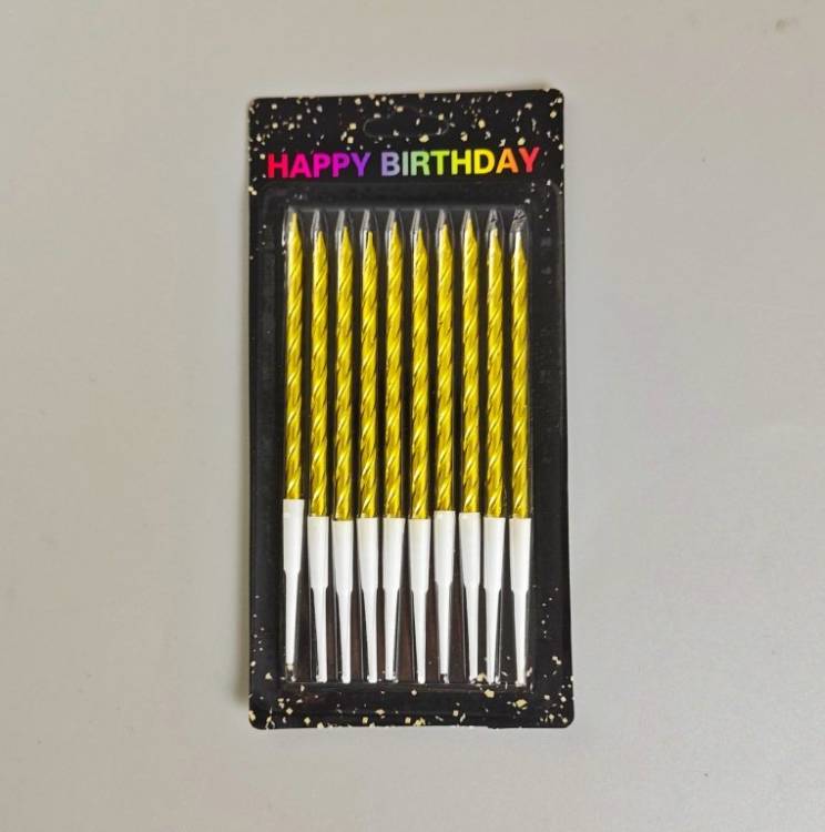 Svíčky spirálové zlaté (10 ks)