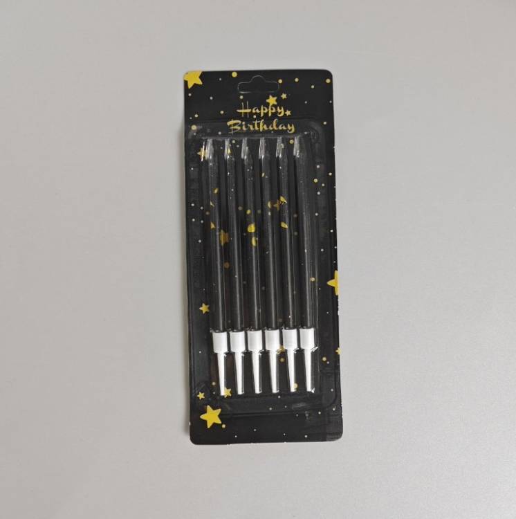 Svíčky Star černé se zlatým zdobením (6 ks)