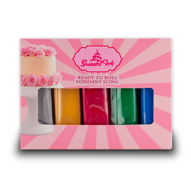 SweetArt potahovací a modelovací hmoty vanilkové Christmas mix (5x100 g)