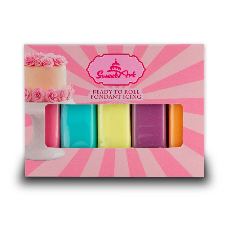 SweetArt potahovací a modelovací hmoty vanilkové Neon mix (5x100 g)