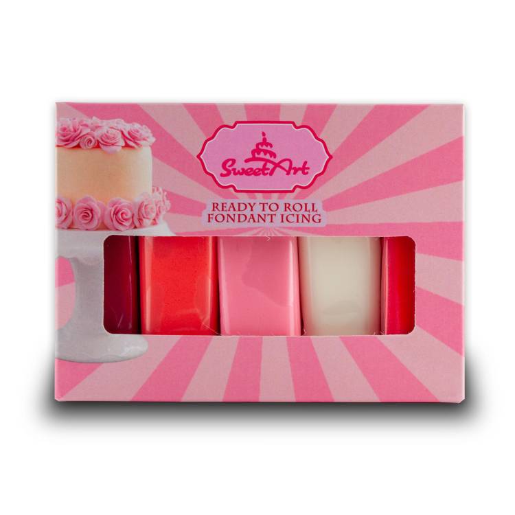 SweetArt potahovací a modelovací hmoty vanilkové Valentine mix (5x100 g)