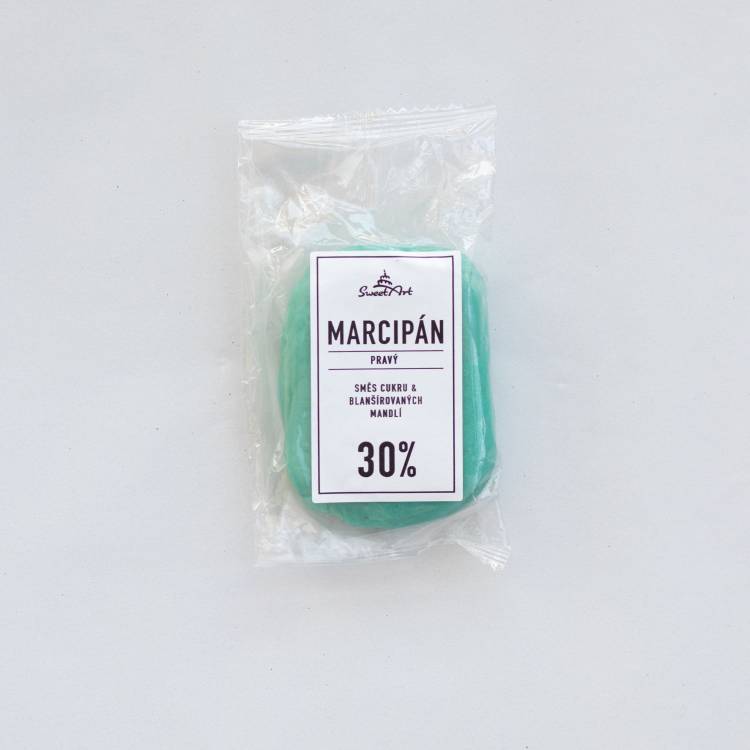 SweetArt Pravý marcipán tyrkysový 30% mandlí (150 g)