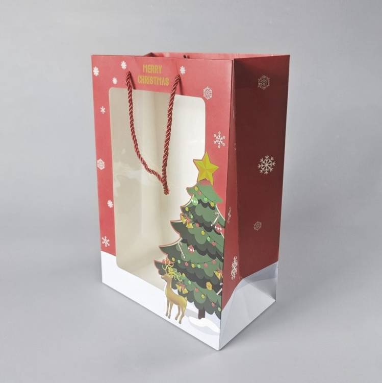 Vánoční dárková taška červená (35 x 24 x 14 cm)