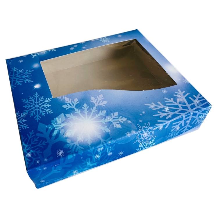 Vánoční krabice na cukroví modrá (25 x 22 x 5 cm)