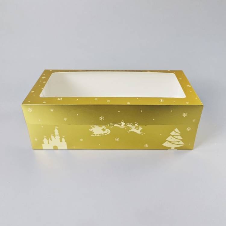 Vánoční krabice na cukroví zlato-bílá nepromastitelná (40 x 20 x 13 cm)
