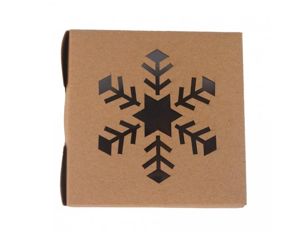 Vánoční krabička kraftová Sněhová vločka (10 x 10 x 6,3 cm)